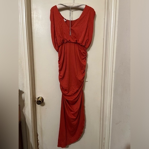 NWT Summer Sleeveless Ruch Bodycon HighWaist Asymmetric Slit Cocktail Maxi Dress - Picture 3 of 8
